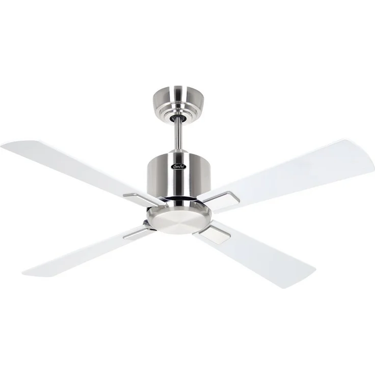 CasaFan ECO NEO III 103 BN-WE/LG Deckenventilator mit WiFi, Fernbedienung und Timer, weiß/lichtgrau, gebürstetes Chrom