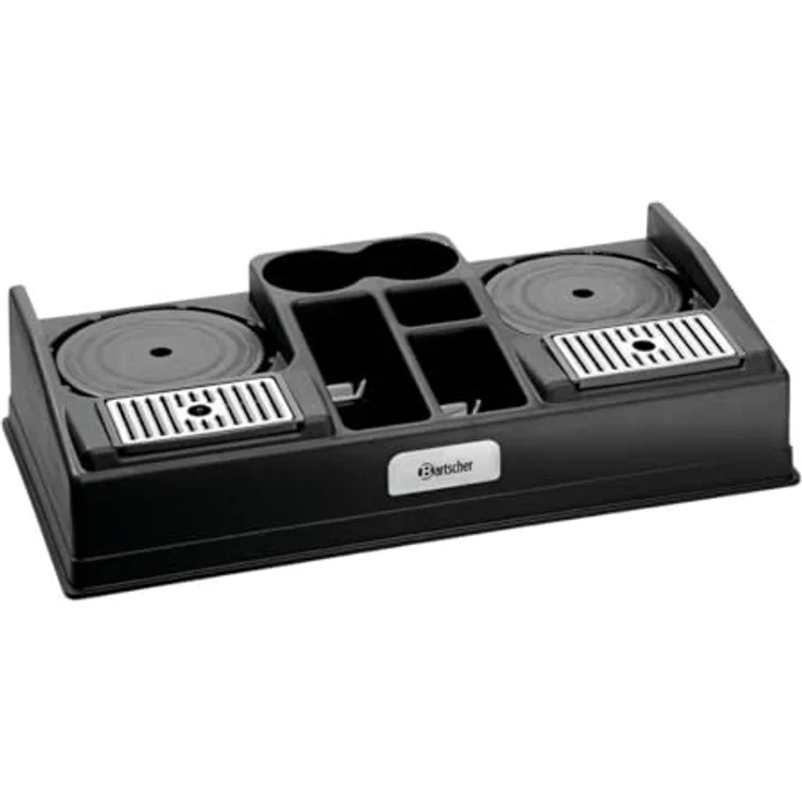 Bartscher Kaffee- / Teestation 2190, für 2 Isolierkannen Ø max. 19 cm, 190154, Schwarz, mit 5 Staufächern und verstellbarem Kunststoffeinsatz – Bild 3