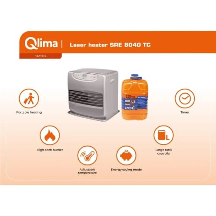Qlima Heizlüfter Qlima - Laserofen SRE 8040 TC - silberfarben, Effiziente Leistung und integriertes Digitaldisplay – Bild 3