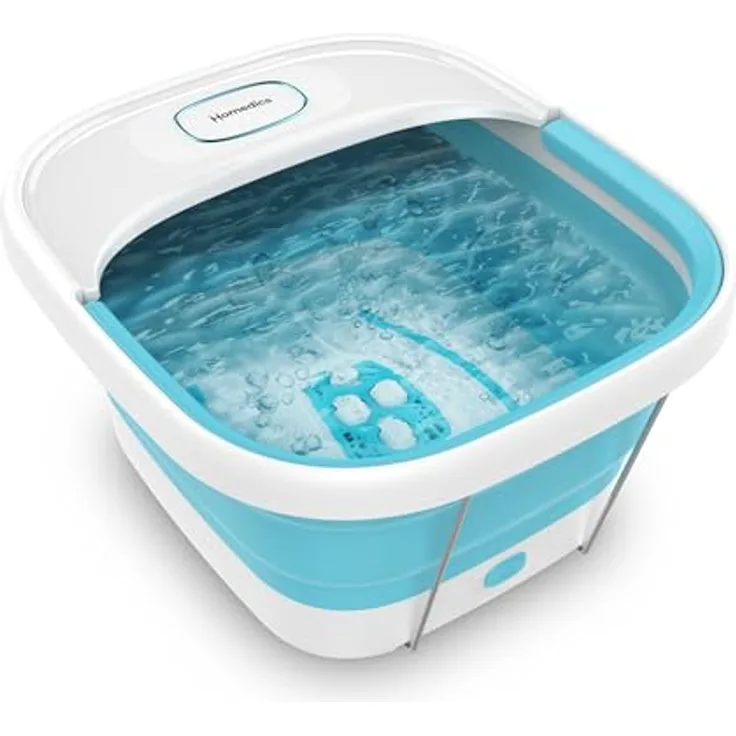 Homedics Faltbares Fußbad Platzsparendes Fußmassagegerät zur Entspannung Fußsprudelbad mit Massagefunktion, Wärmeerhaltung-Technologie und Sprudelmassage, Fußbett mit Massageköpfen, Ergonomisch