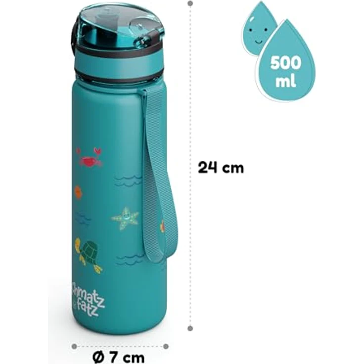 Klarstein Schmatzfatz Trinkflasche, 500 ml Kinderflasche mit auslaufsicherem Verschluss und Fruchtaufsatz für Schule und Outdoor, BPA-frei – Bild 7