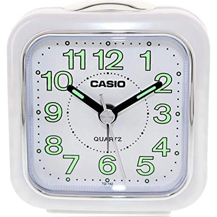 Casio TQ-142-7EF, Wecker mit Quarz-Uhrwerk, Alarmfunktion, wasserdicht bis 10 bar, weiß