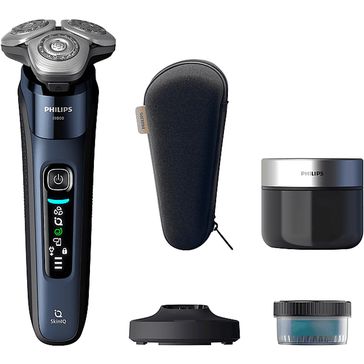 Philips X9003/30 Elektrorasierer i9000, Triple Action Lift & Cut-Rasiersystem, Dual SteelPrecision Klingen, Reinigungsstation, Blau