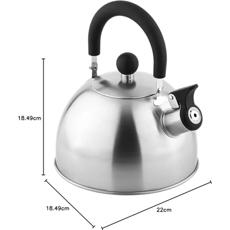 Teesa Edelstahl Wasserkocher mit Pfeife TSA0153, 1,8L, für Induktion und Gas, kühlgriff, gebürstete Oberfläche – Bild 10