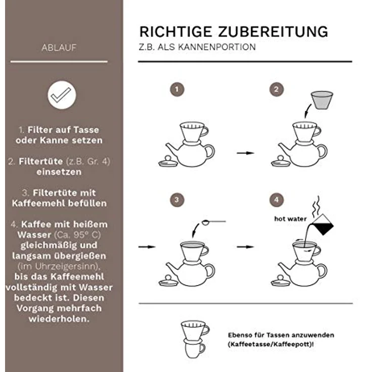 Creano Handfilter, Porzellan, Zubehör für Filtertüten 2 und 4 – Bild 8