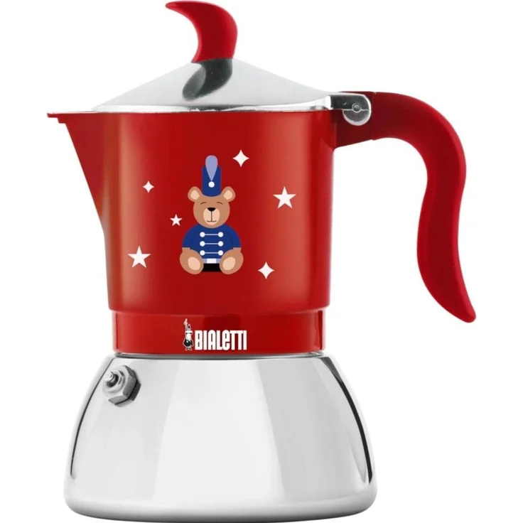 Bialetti Fiamm Ind Espressokocher, 2 Tassen, induktionstauglich, hochwertiges Aluminium, Orsetto Rot – Bild 1