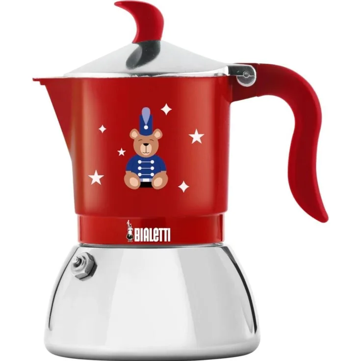 Bialetti Fiamm Ind Espressokocher, 2 Tassen, induktionstauglich, hochwertiges Aluminium, Orsetto Rot