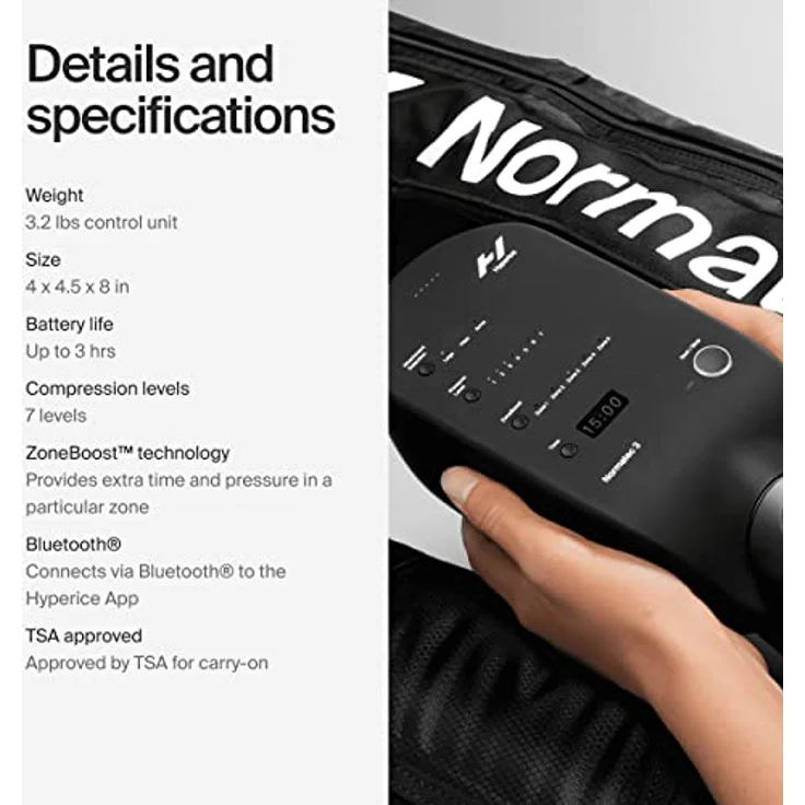 Hyperice Normatec 3 Legs - Erholungssystem für Sportler mit 7 Kompressionsstufen, Pulse-Technologie und ZoneBoost, standardmäßige Schrittlänge 30"-35" – Bild 5