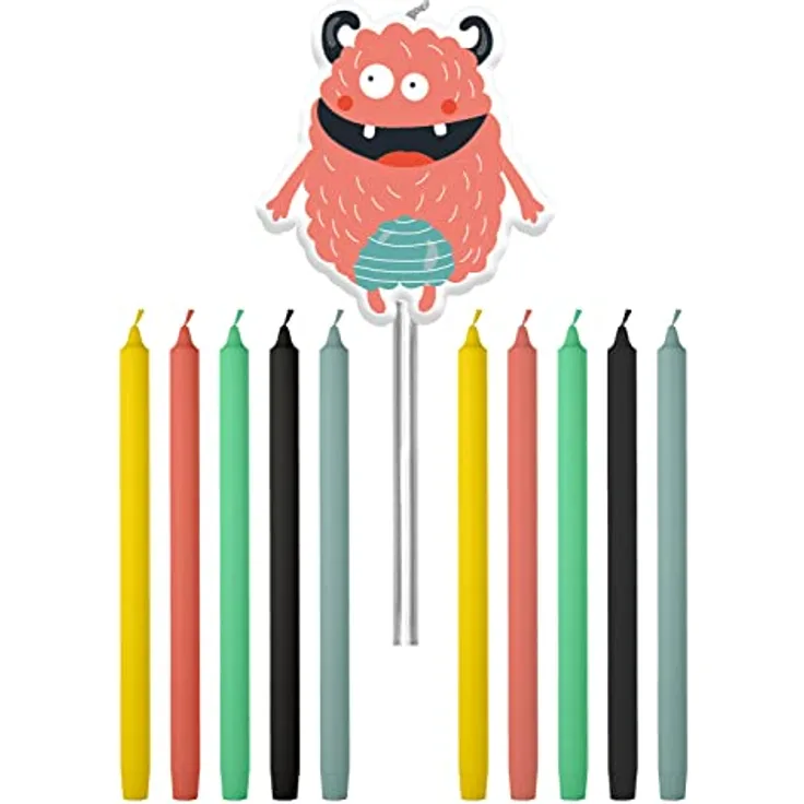 Folat 68383 Kerzen Monster Bash 10cm-11 Stück, Mehrfarben