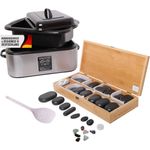 PROMAFIT Schmerztherapiegerät Hot Stone Set "Groß" Erwärmer + 64 Hot Stones, Set 2-tlg., Abschaltautomatik, digitale Temperaturanzeige, Edelstahl-Qualität, professioneller Gebrauch - Preisvergleich