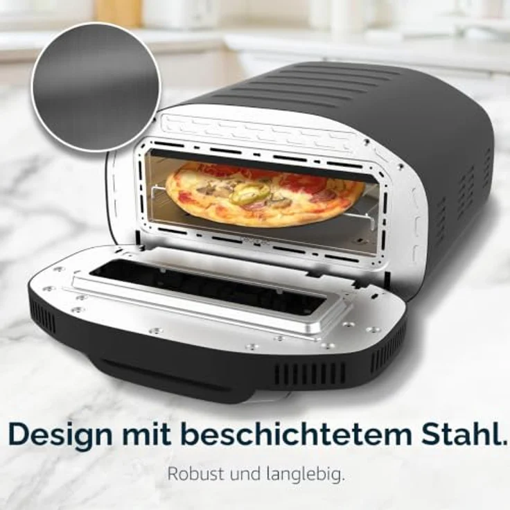 Cecotec Pizza&Co Tifosi, Elektrischer Pizzaofen mit Sichtfenster, 1700W, 12L Kapazität, digitale Steuerung, 8 Funktionen, Temperatur 80°C - 430°C, Innenbeleuchtung – Bild 4
