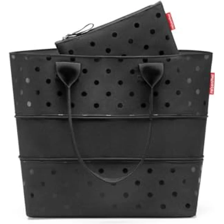 Reisenthel Einkaufstasche Schwarz, Textil mit Punkten, 38x8x35 cm, großes Hauptfach – Bild 3