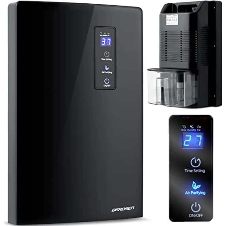Berdsen Luftentfeuchter BR-20B, elektrischer Wäschetrockner und Luftreiniger mit Display, Schwarz, für Räume bis 30 m² – Bild 2