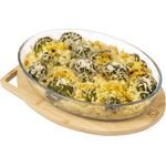 eluno Auflaufform Glas-Auflaufform inklusive Deckel aus Bambus, 3 Liter Servierbrett, nachhaltig und plastikfrei