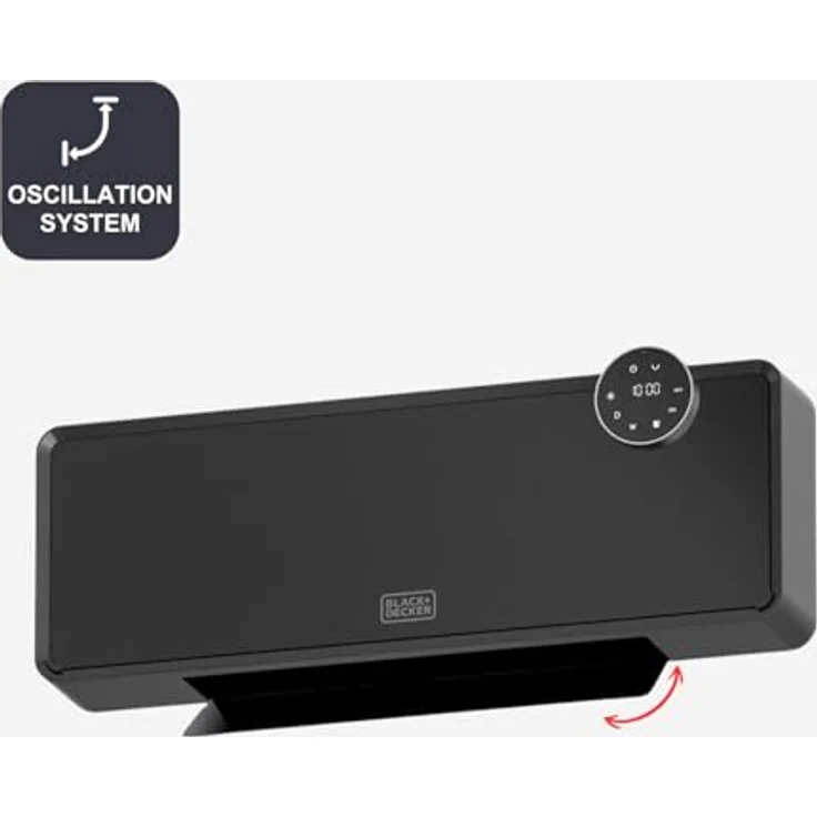 Black+Decker BXWSH2001E, Keramikheizer 2000W mit einstellbarem Thermostat, 24h-Timer, Fernbedienung, LED-Display, PTC-Heizsystem, automatischer Oszillation, Wandhalterung, Schwarz – Bild 4