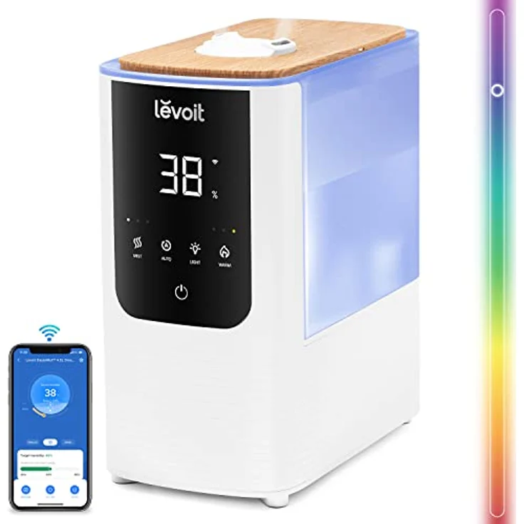 LEVOIT Smart Luftbefeuchter, Warm-/Kalter Nebel max 550 ml/h, 4,5L Humidifier bis 40㎡ 45H, 26dB Aroma Raumbefeuchter mit Nachtlicht für Schlafzimmer Kinderzimmer und Pflanzen, Exklusiv bei Amazon – Bild 1