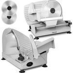 7MAGIC Allesschneider Brotschneidemaschine, elektrischer Edelstahl Allesschneider mit 200 W und abnehmbarer 19 cm Klinge, präziser Dickenregler 0–15 mm, silber