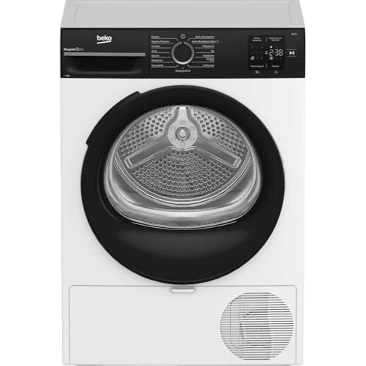 Beko BM3T39230W Wäschetrockner, 9 kg Wärmepumpentrockner mit 15 Programmen, Sensortrocknung, Aquawave Schontrommel, Säulenfähig, Weiß – Bild 1