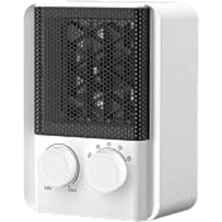 Midea NTY20-22E(WH) Heizlüfter Klein,2000W energieeffizienter heizlüfter kleiner Raumheizer für Büro und Schlafzimmer,2 Heizstufen,einstellbares Thermostat,Überhitzungsschutz,Kippschalterschutz – Bild 2