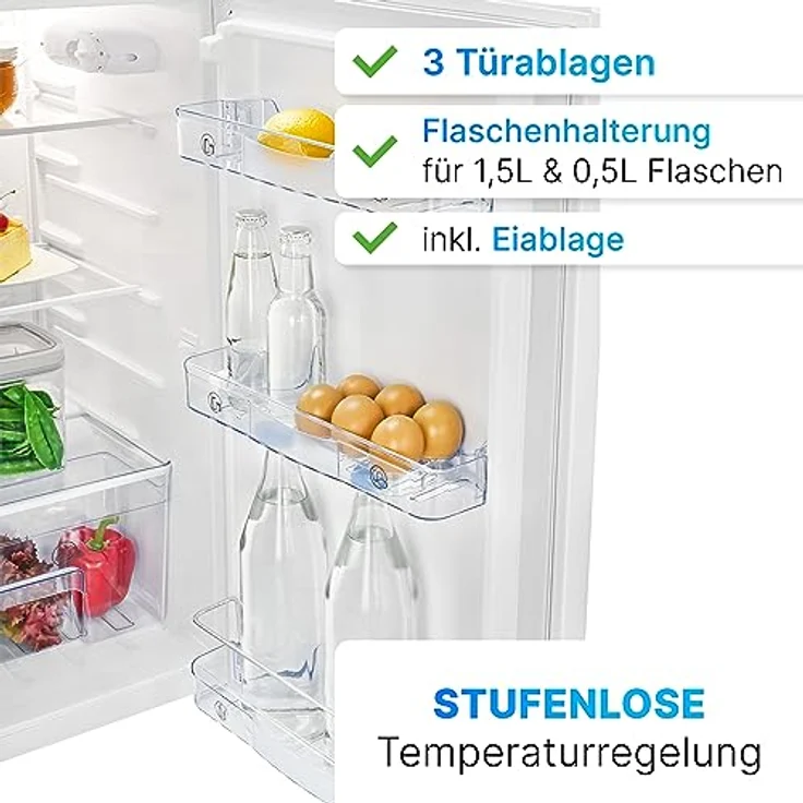 Bomann® Kühlschrank ohne Gefrierfach | 88L Nutzinhalt und 3 Glasablagen | Kühlschrank klein mit Gemüsefach | leise | wechselbarer Türanschlag | Kühlschrank freistehend mit LED-Beleuchtung | VS 7350 – Bild 3