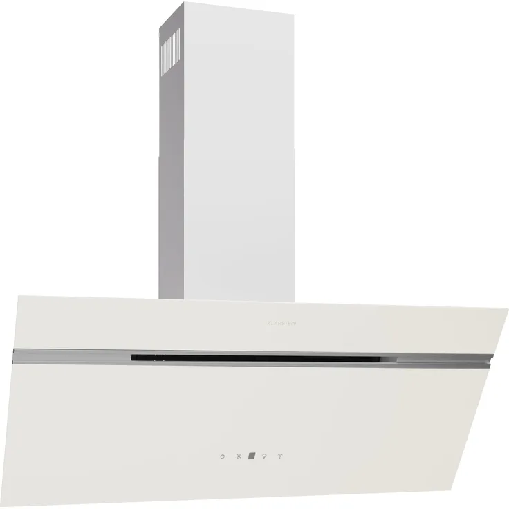 Klarstein Alina Dunstabzugshaube 90cm, Kopffreihaube mit 690 m³/h Luftstrom, Boost-Funktion, A++ Energieeffizienz, LED-Beleuchtung, Umluftbetrieb, geräuscharm 52 dB, Weiß