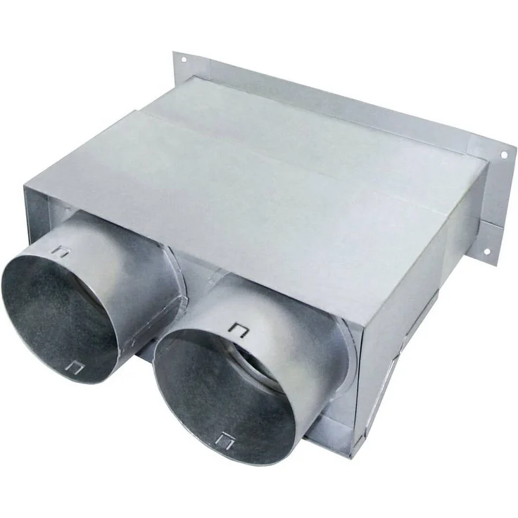 Helios Ventilatoren FRS-WDS 2-75 Wanddurchführungs-Set, Wanddurchführung 200 x 50 mm und zwei Anschlüsse NW 75, verzinktes Stahlblech, korrosionsfrei, weiß