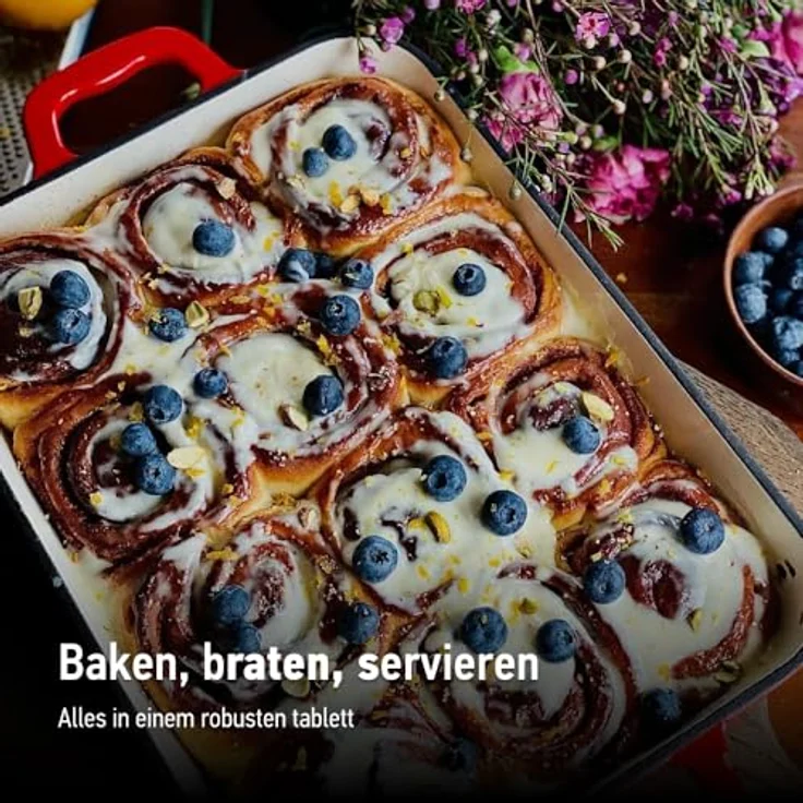 GRAND FEU Emaillierter Gusseisen-Bräter zum Backen, Schmoren und Braten - 3.2L, Rot – Bild 4