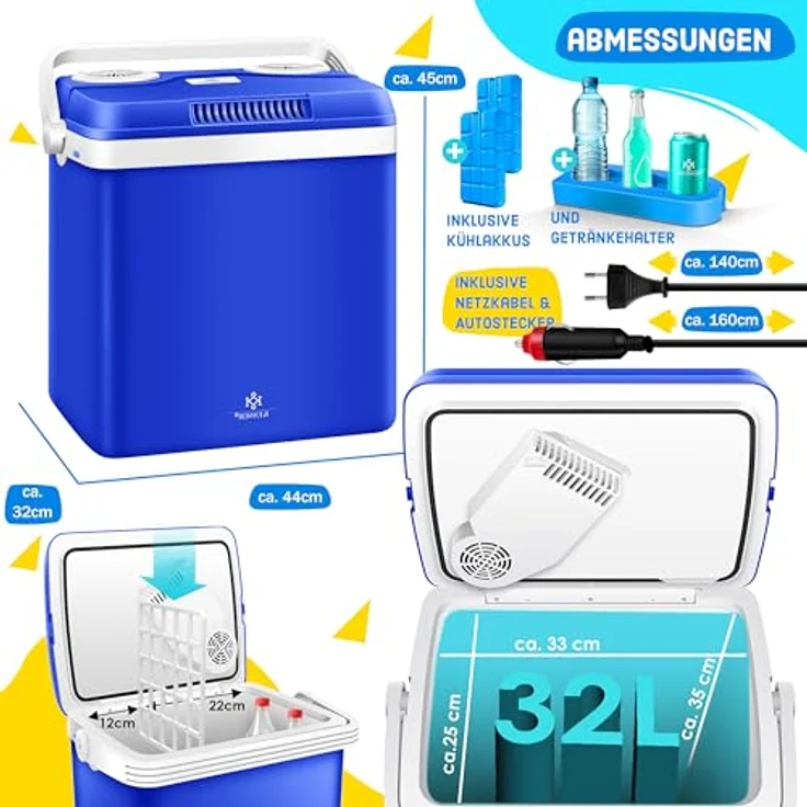 Kesser KKB-01 Thermoelektrische Kühlbox 12V, 230V Stecker, Mini-Kühlschrank, Warmhaltebox, Blau - Preisvergleich – Bild 8