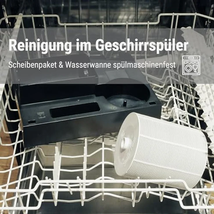 Stadler Form Luftwäscher George, 2 in 1: Luftbefeuchter & Luftreiniger, hohe Leistung bei tiefem Verbrauch , Scheibenpaket und Wasserwanne spülmaschinenfest, 31,5 x 41,8 x 21,5 cm, weiss – Bild 6