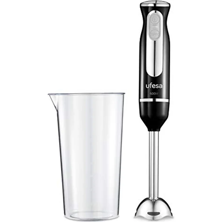 UFESA BP3442 Stabmixer, 600 W, Turbo-Funktion, 2 Edelstahlklingen, ergonomisches Design, inkl. Messbecher, BPA-frei, schwarz – Bild 1