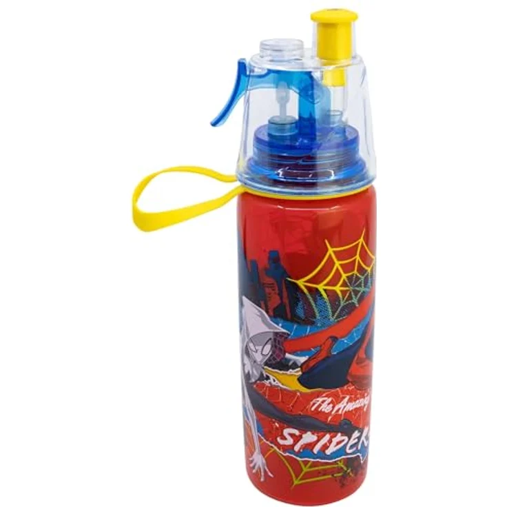 Storline Sprüh-Trinkflasche Spiderman, 575 ml Kinder Wasserflasche mit erfrischender Sprühfunktion, handlich und leicht – Bild 3