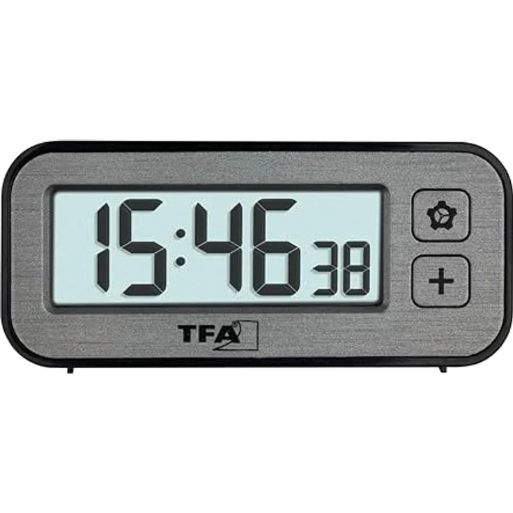 TFA Dostmann Mini-Wecker digital 60.2039.10 mit Temperatur- und Luftfeuchtigkeitsanzeige, Weckalarm, nicht tickend, grau – Bild 2