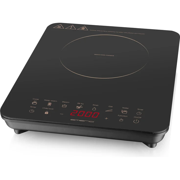 Emerio Induction Cooktop, Kochplatte, 2000 W, digitale Touch-Steuerung, schwarz