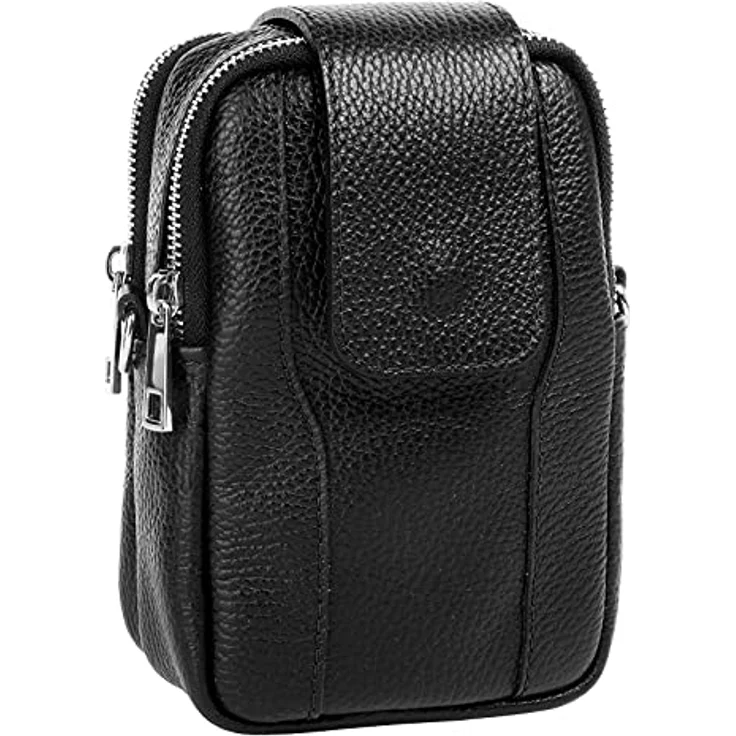 Samantha Look Umhängetasche, echt Leder, Made in Italy, 2 Hauptfächer, abnehmbarer Schultergurt, 19 cm hoch – Bild 3