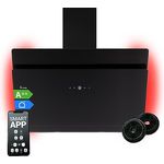 Dunstabzugshaube 90 cm | Kopffreie Wandhaube | Edelstahl | schwarzes Glas | WLAN | Nachlaufautomatik | RGBW-LED-Beleuchtung | SensorTouch Bedienung | SOLO909SHCM - Preisvergleich
