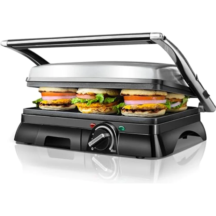 Aigostar 30KLU Panini Grill glatt geriffelt Elektrogriller – Bild 2
