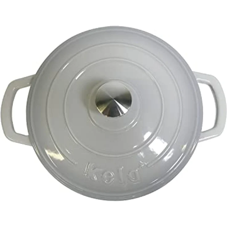 kela 12605 Bräter mit Deckel, Gusseisen, Emaille-Beschichtung, Hohe Wärmespeicherung, Induktionsgeeignet, 2.5 L, Grau, Rund, Calido – Bild 3