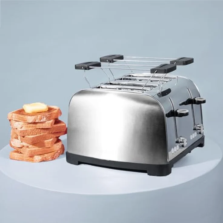 Cecotec Vertikaler Toaster Toastin' Time 1700 Double Inox, 4 Schlitze, 1700 W, Edelstahl mit 2 Brötchenaufsätzen und Krümelschublade – Bild 5