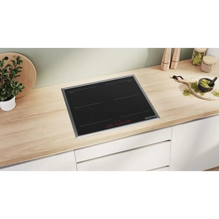 Bosch PVQ645HB1E Serie 6 Smartes Induktionskochfeld (autark), 60 cm breit, Kombination zweier Kochzonen, Umlaufender Rahmen, Kochfeldbasierte Haubensteuerung, schnelleres Kochen – Bild 3