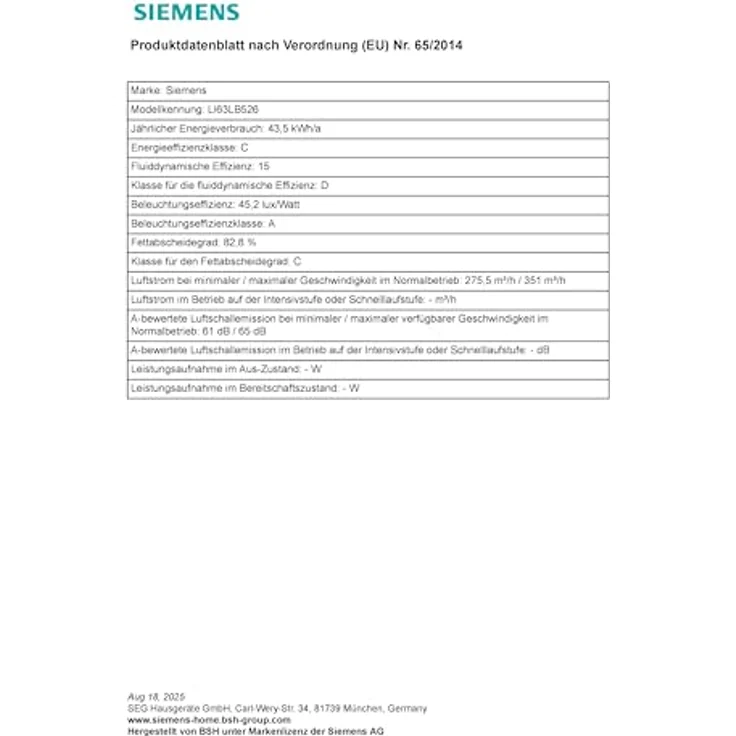 Siemens LI63LB526 Flachschirmhaube, silbermetallic, mit 2 Leistungsstufen und LED-Beleuchtung – Bild 17