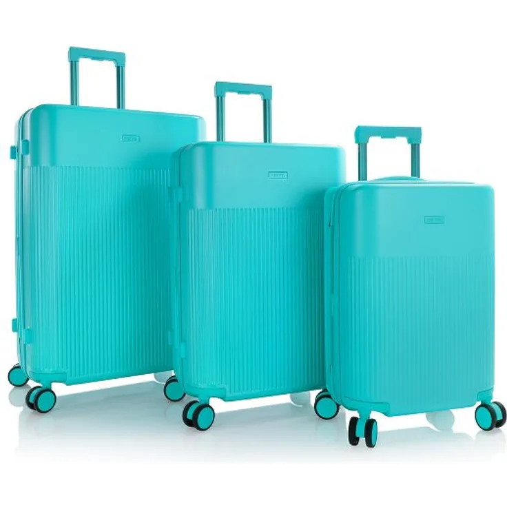 Heys HiLite 4 Rollen Kofferset, 3-teilig mit Dehnfalte, blau, 100% Polycarbonat, 49 cm x 30 cm x 74 cm