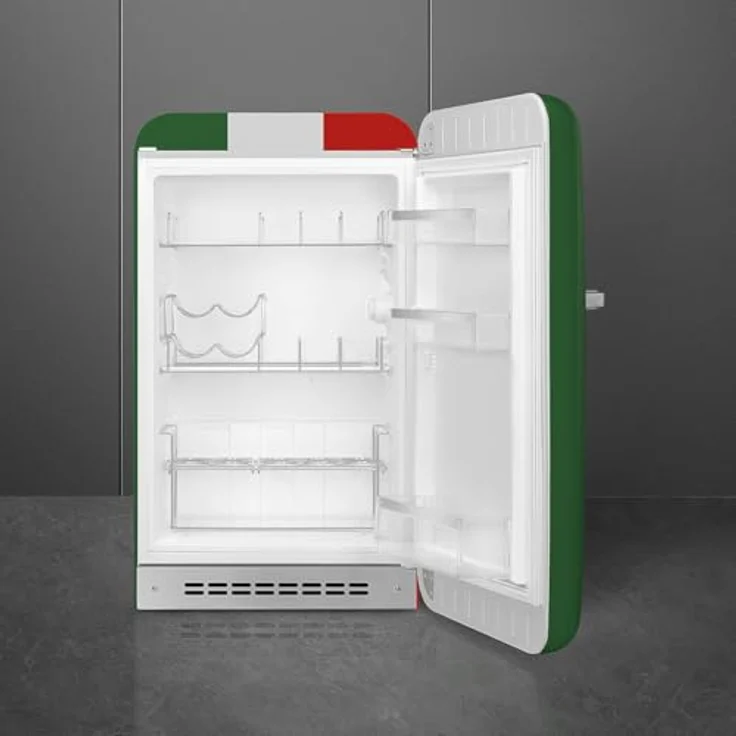 Smeg FAB10HRIT6 Kühlschrank Happy Bar Vintage, 135 l, 1 Tür, rechts öffnend, kalt statisch, 2 verstellbare Einlegeböden, Flaschenhalter, LED-Beleuchtung, Höhe 97 cm, italienische Flagge – Bild 2