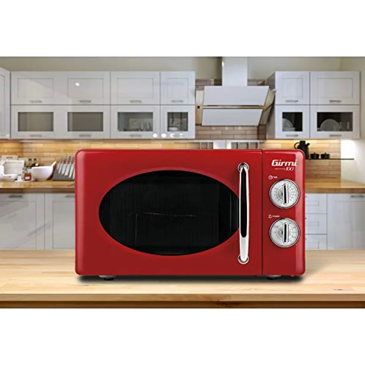 Girmi FM21 Mikrowelle mit Grill, Vintage-Design, Standgerät, 20 Liter Garraum, 700 Watt, rot – Bild 6