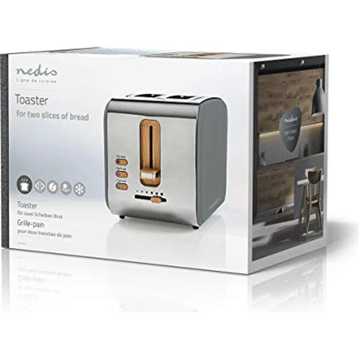 Nedis Toaster, 2 breite Öffnungen, Soft-Touch, grau – Bild 3