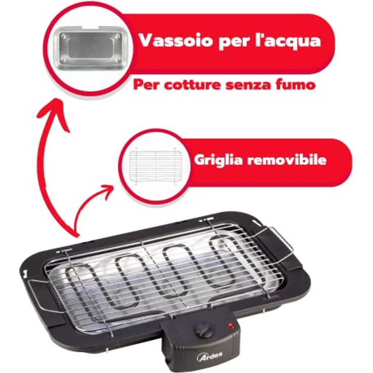 Ardes ar1b01 Elektrischer Tischgrill tragbar schwarz 2200 W – Bild 3