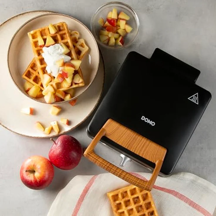 DOMO DO9275W Waffeleisen, 1400 W Leistung, PFAS-freie keramische Antihaftbeschichtung, schwarz – Bild 2