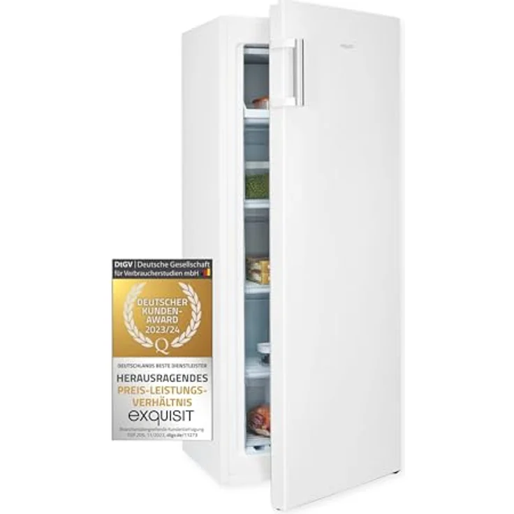 Exquisit Gefrierschrank GS230-H-010E weiss | 165 l Nutzinhalt | 4*-Gefrieren | Türanschlag wechselbar | Standgerät – Bild 1