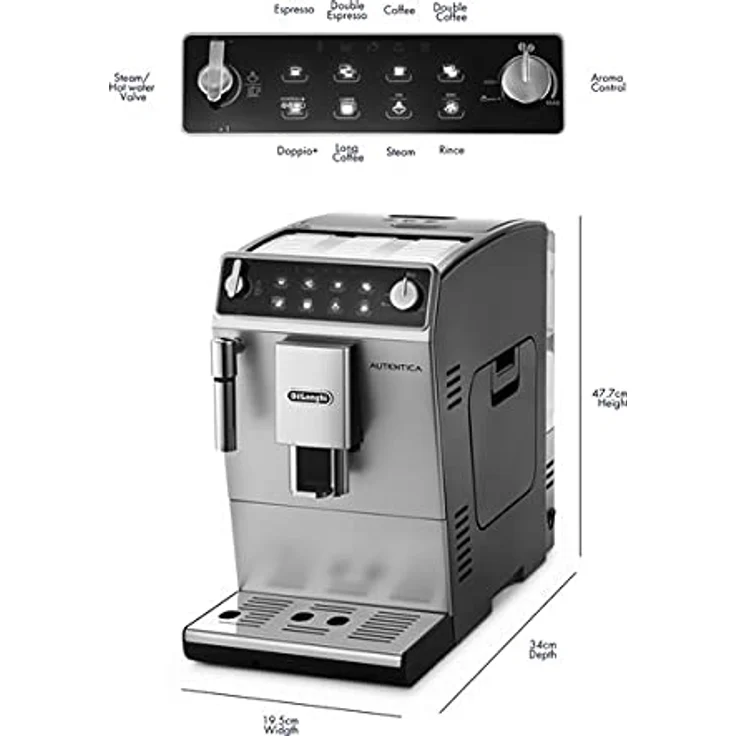 De'Longhi Autentica ETAM 29.510.SB Kaffeevollautomat, 1,3 l Wassertank, Milchaufschäumdüse, silber-schwarz – Bild 7