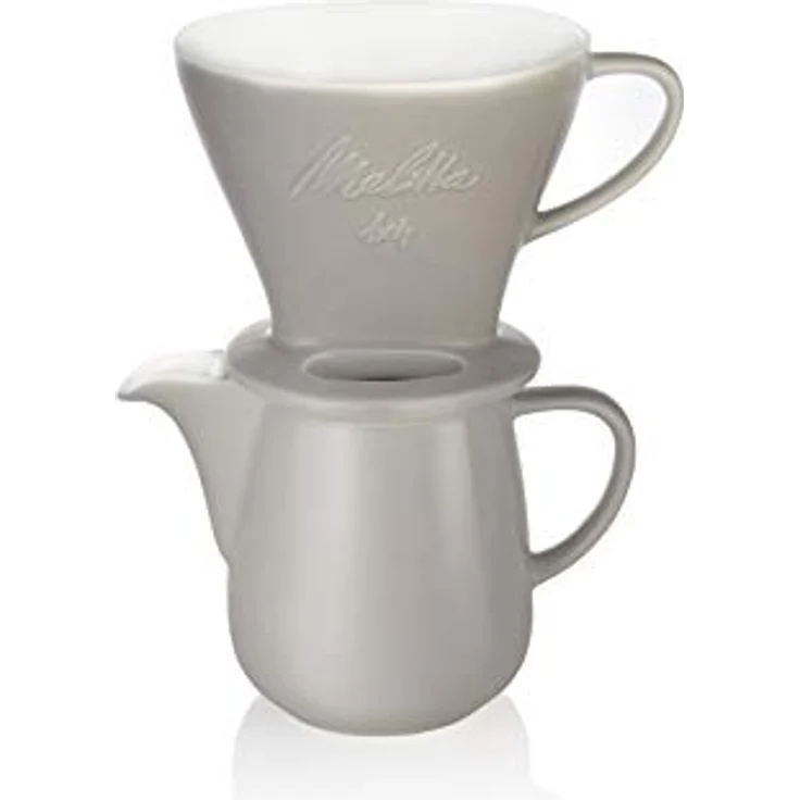 Melitta 6768456 Pour Over Set grau (Kaffeefilter 1x4 + Porzellan Kaffeekanne 0,6 l) Classic Edition – Bild 2