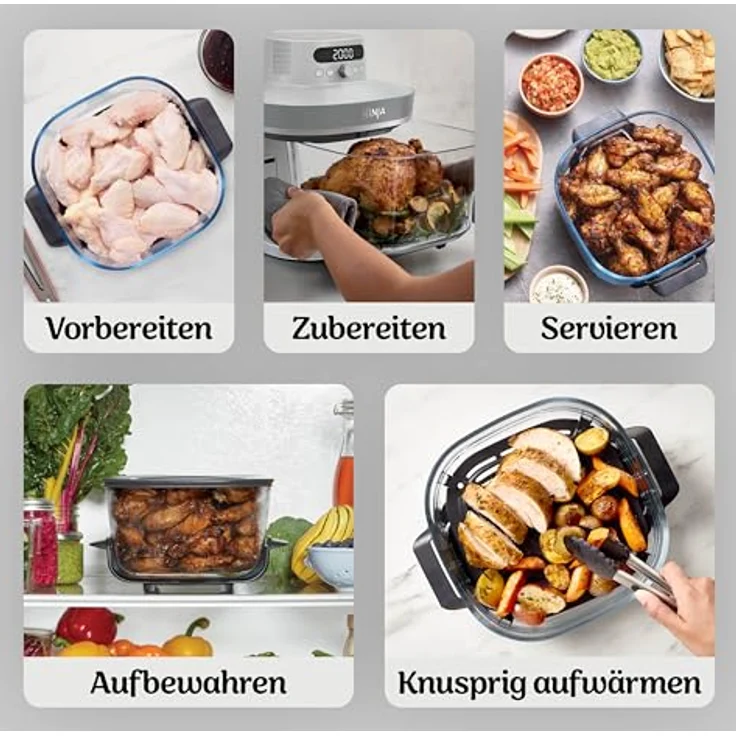 Ninja AS090EUWH Crispi Pro Heißluftfritteuse XL, 5,7L Glasbehälter, 5 Kochfunktionen, PFAS-frei, spülmaschinengeeignet – Bild 10